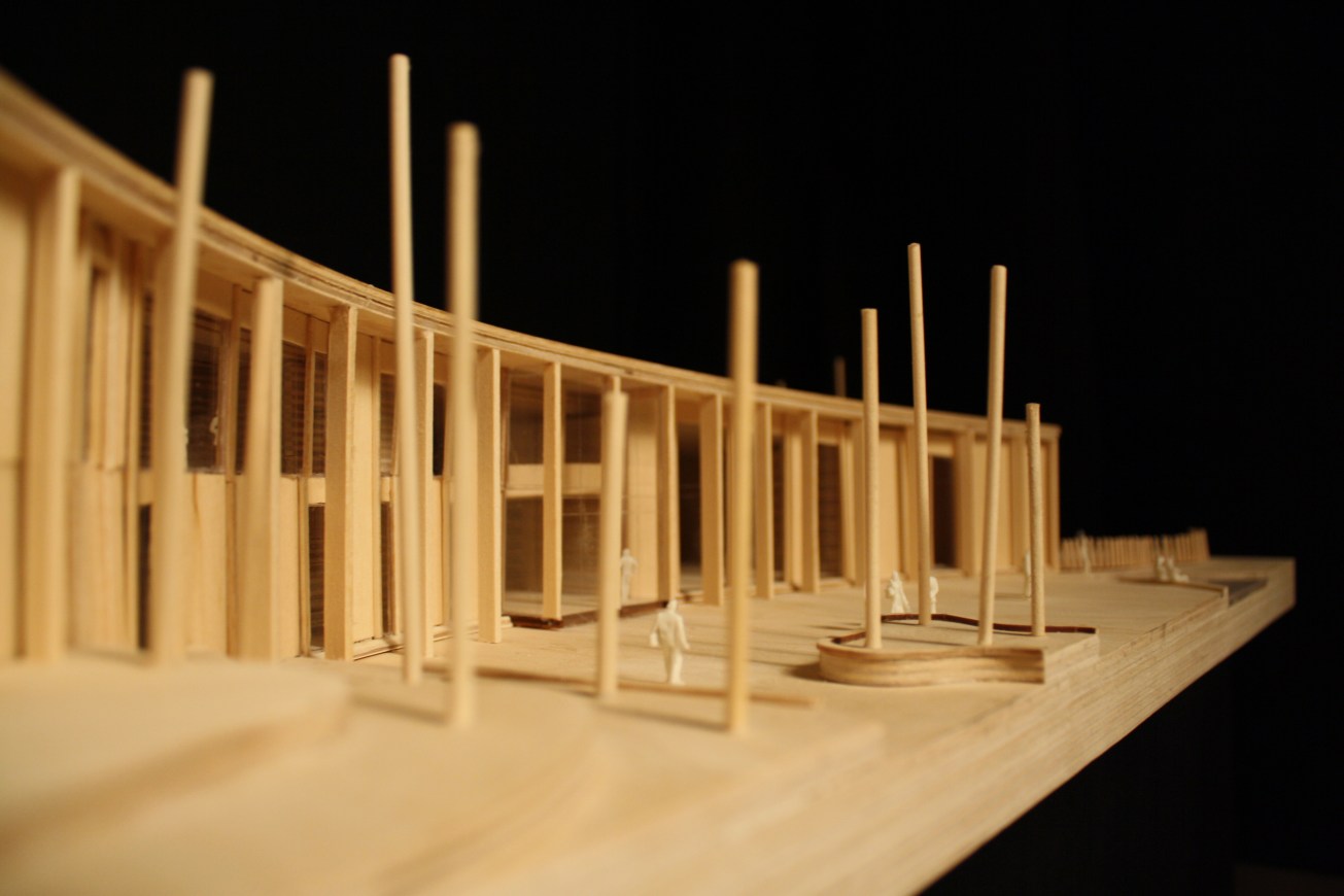 1:100 model plaza looking east