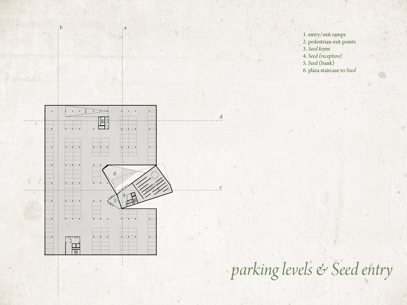 parking levels and Seed entry